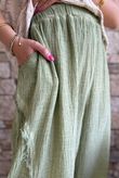 Rustic Nature Bubble Cotton Split Kick Pant Washed Lawn